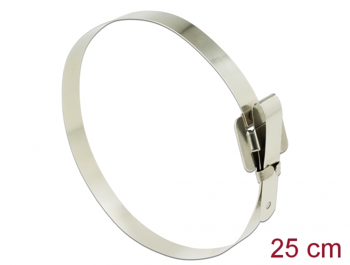 Edelstahlkabelbinder wiederverwendbar mit Faltverschluss, L 250 x B 10mm, 10 Stück,, Delock® [18763]