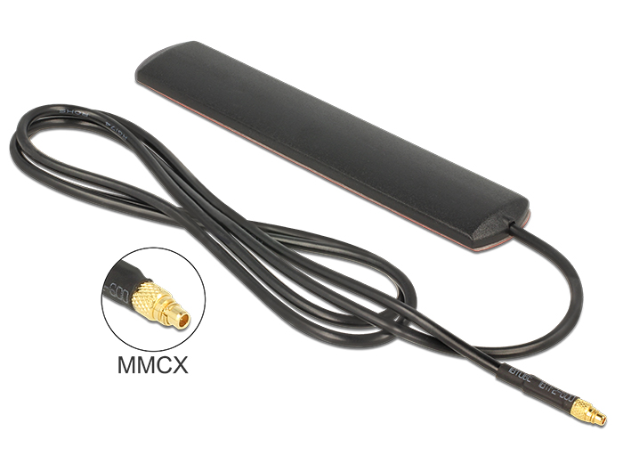 LTE Antenne MMCX Stecker 3 dBi omnidirektional starr schwarz Klebemontage, Delock® [89525]