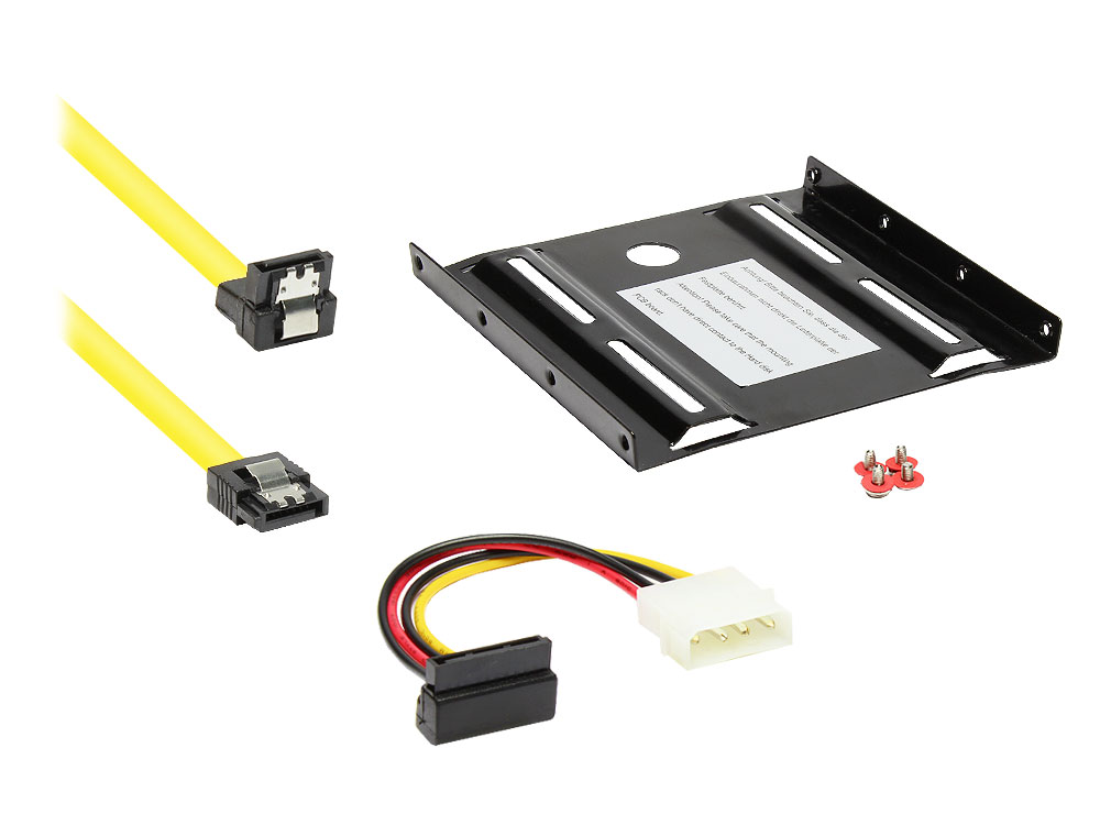 Good Connections® SSD Einbau Set - Einbaurahmen + SATA Kabel + SATA Stromkabel
