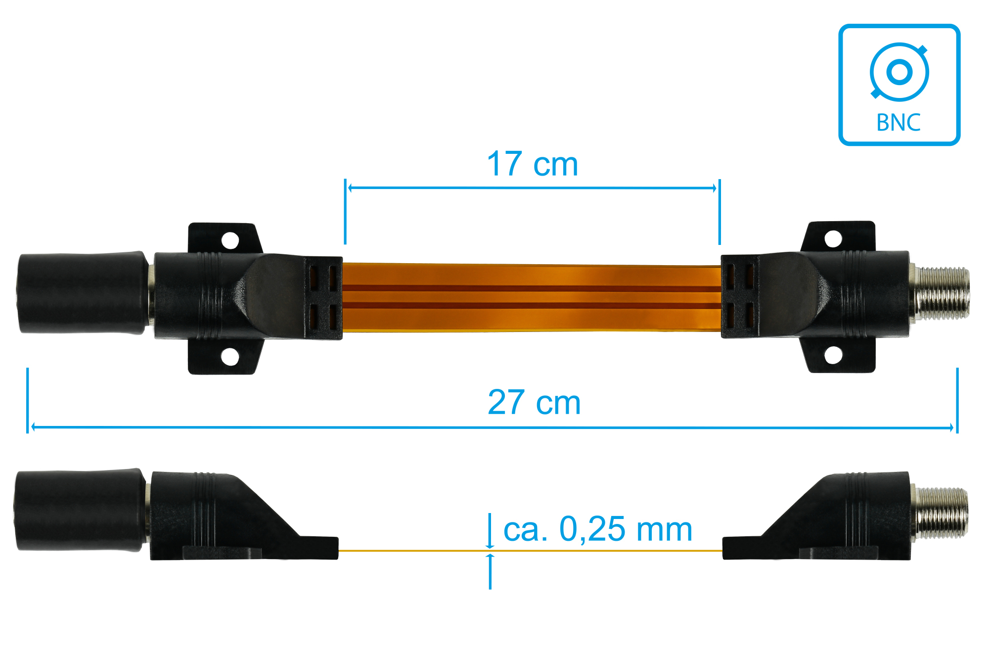 SAT Fensterdurchführung High-Quality mit Wetterschutz, Gesamtlänge inkl. Stecker 27cm, flexible Länge 17cm, transparent, Good Connections®