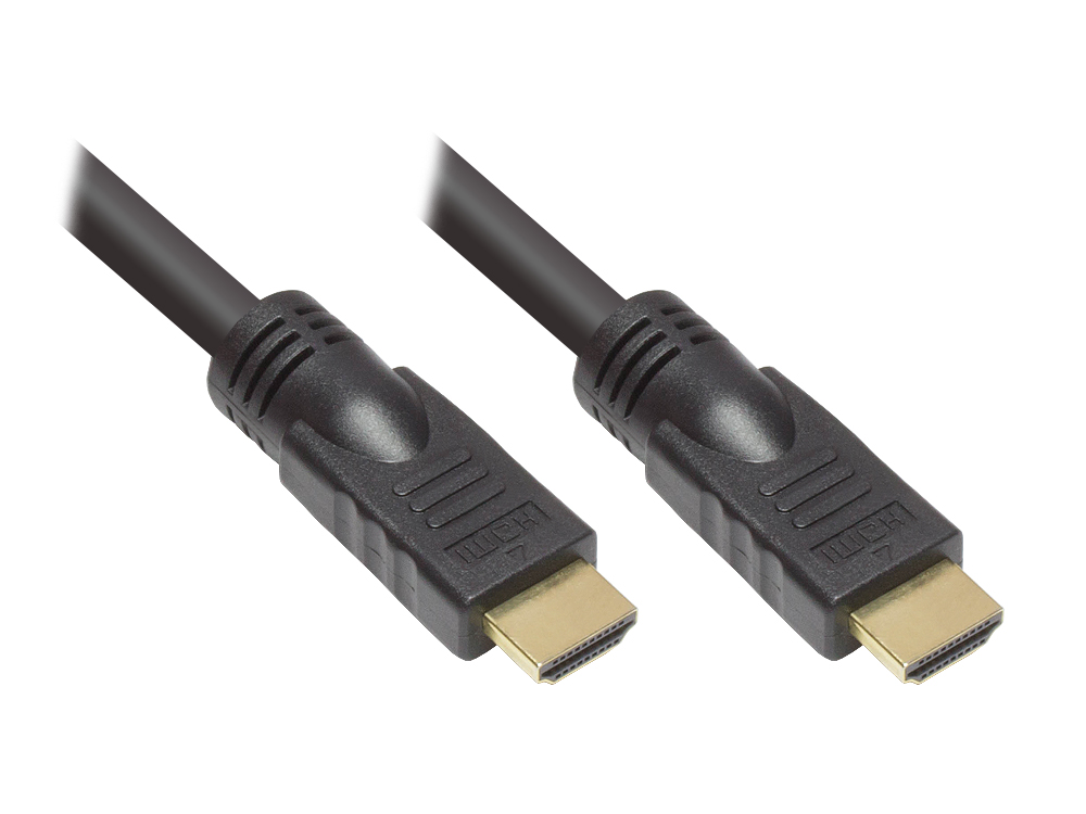 Anschlusskabel High-Speed-HDMI®-Kabel mit Ethernet, vergoldete Stecker, schwarz, 15m, Good Connections®