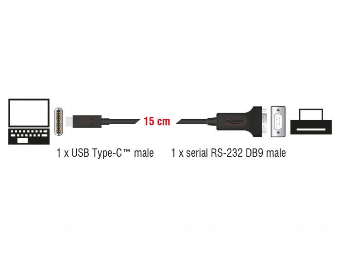 Adapter USB Type-C™ an 1x Seriell DB9 RS-232, Delock® [63908]