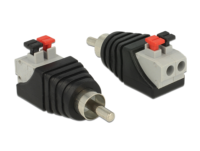 Adapter Cinchstecker an Terminalblock mit Drucktasten 2 Pin, Delock® [65566]