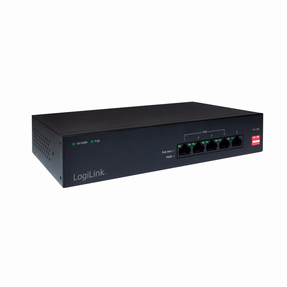 Power over Ethernet (PoE) Switch, 10/100 MBit/s, 5-Port, LogiLink® [NS0098]