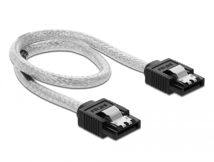SATA 6 Gb/s Kabel, transparent, 0,3 m, Delock® [85341]