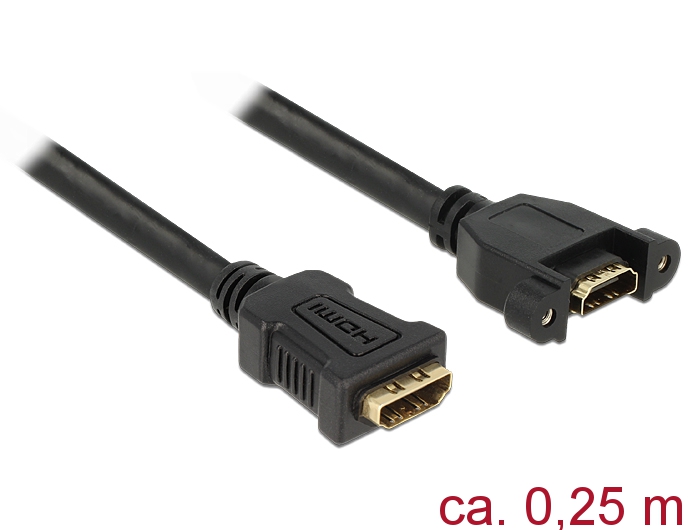 Kabel HDMI-A Buchse an HDMI-A Buchse an Einbau, 4K 30Hz, schwarz, 0,25m, Delock® [85100]
