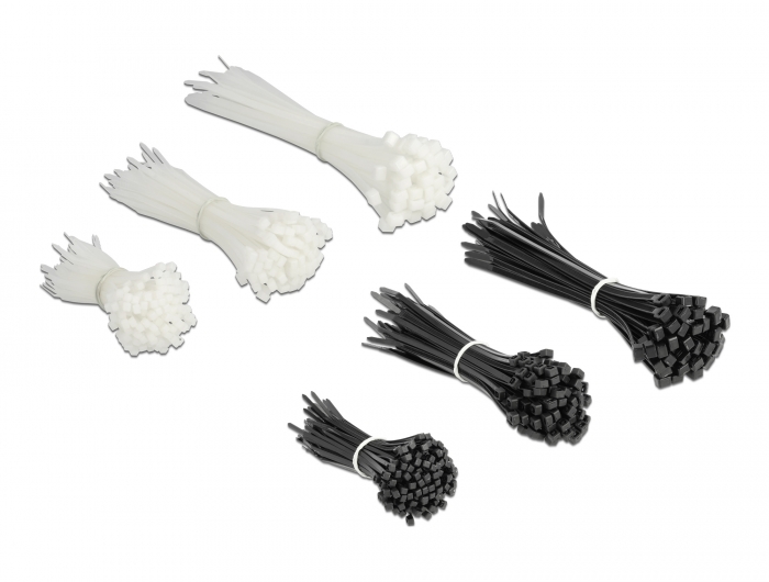 Kabelbinder Sortimentsbox 600 Stück schwarz / weiß, Delock® [19355]