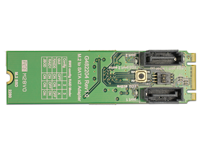 Konverter M.2 Key B+M Stecker an 2x SATA 7 Pin Stecker mit RAID , Delock® [62961]