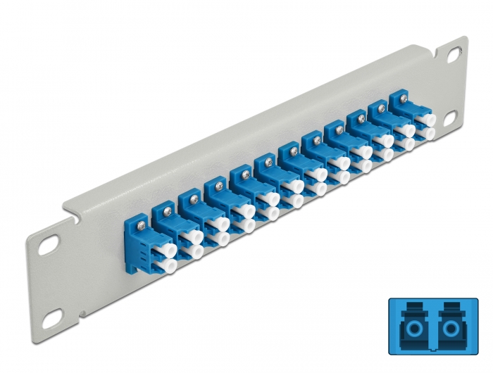 10" LWL Patchpanel 12 Port LC Duplex blau 1 HE grau, Delock® [66786]