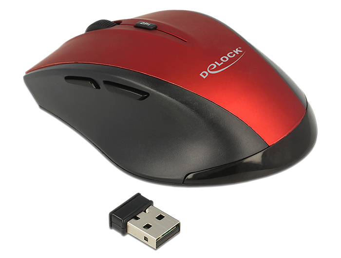 Ergonomische optische 5-Tasten Maus 2,4 GHz wireless, Delock® [12493]