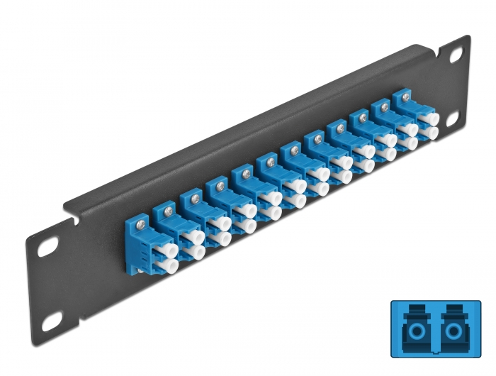 10" LWL Patchpanel 12 Port LC Duplex blau 1 HE schwarz, Delock® [66765]