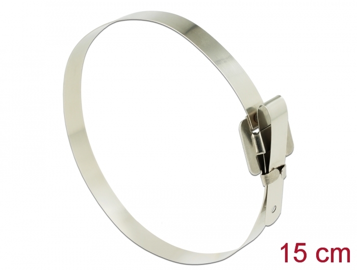 Edelstahlkabelbinder wiederverwendbar mit Faltverschluss, L 150 x B 10mm, 20 Stück,, Delock® [18762]