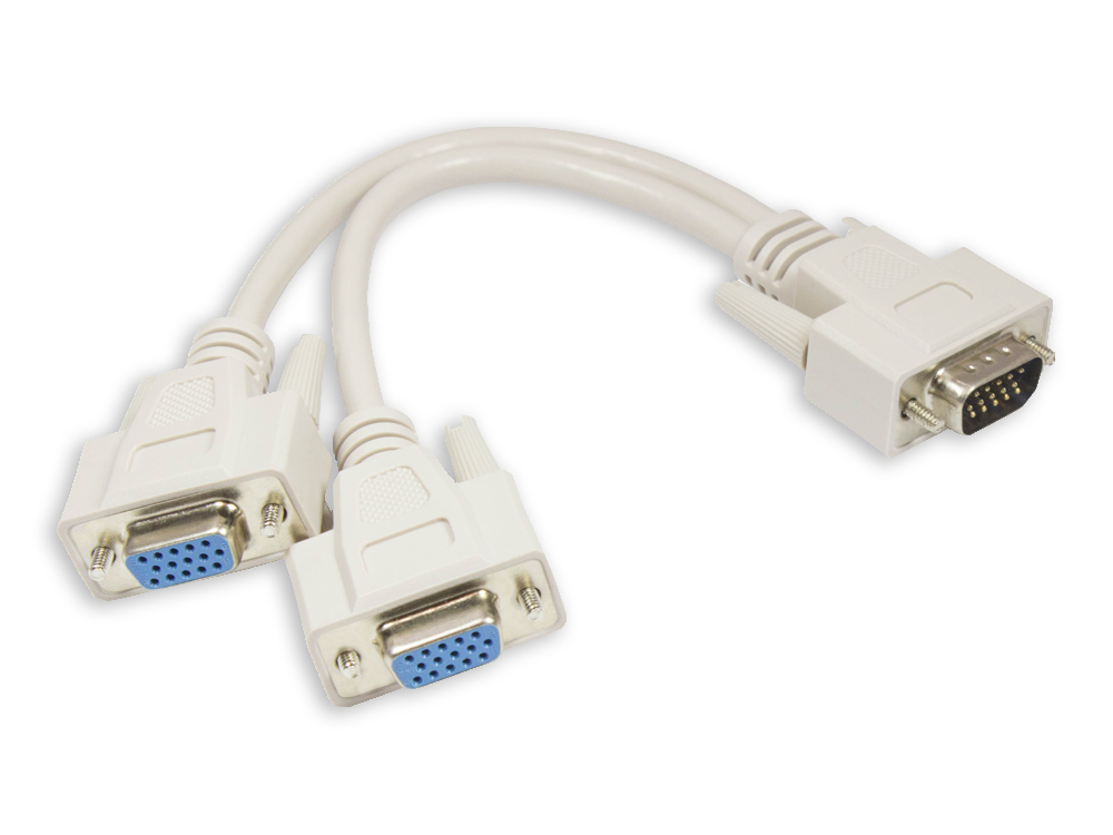 Y-Anschlusskabel S-VGA Stecker an 2x S-VGA Buchse, grau, 0,2m, Good Connections®