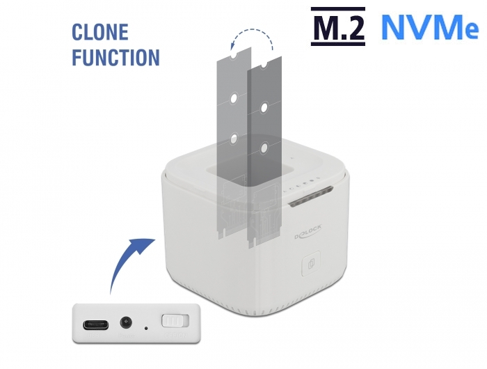 M.2 Dockingstation für 2 x M.2 NVMe PCIe SSD mit Klon Funktion, Delock® [63331]