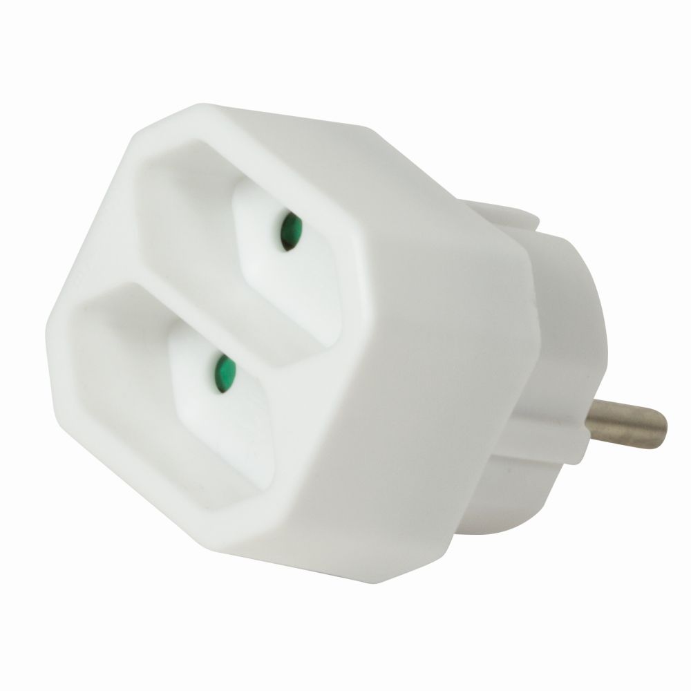 Steckdosenadapter, 2x Euro, 1100W/250V, Weiß, LogiLink® [LPS218]