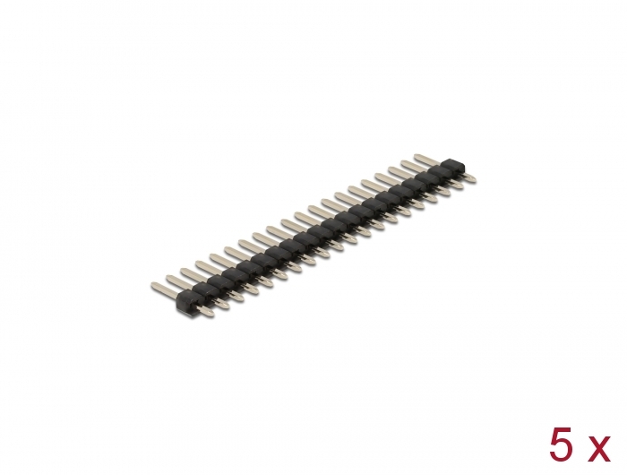 Stiftleiste 20 Pin, Rastermaß 2,54 mm, 1-reihig, gerade, 5 Stück, Delock® [66693]
