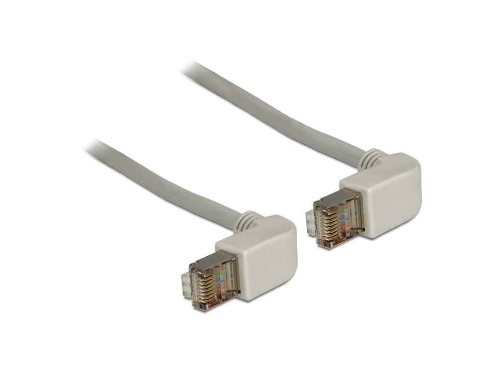 Patchkabel, Cat. 5e, S/FTP, beidseitig 90° nach unten gewinkelt, grau, 1m, Delock® [83511]