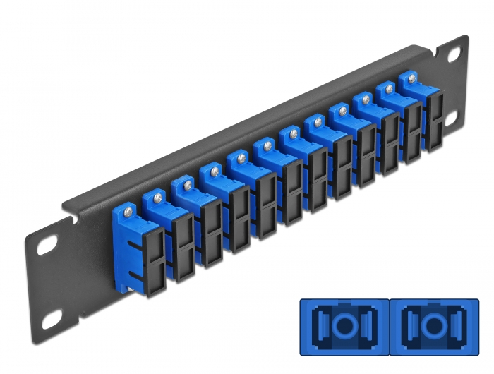 10" LWL Patchpanel 12 Port SC Duplex blau 1 HE schwarz, Delock® [66771]
