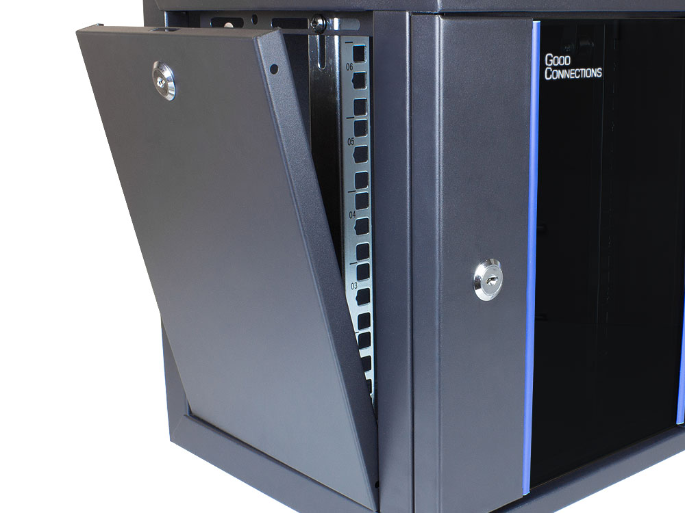 10" Wandgehäuse, 6HE, tiefschwarz (RAL9005), 312 x 300mm, fertig montiert, Good Connections®