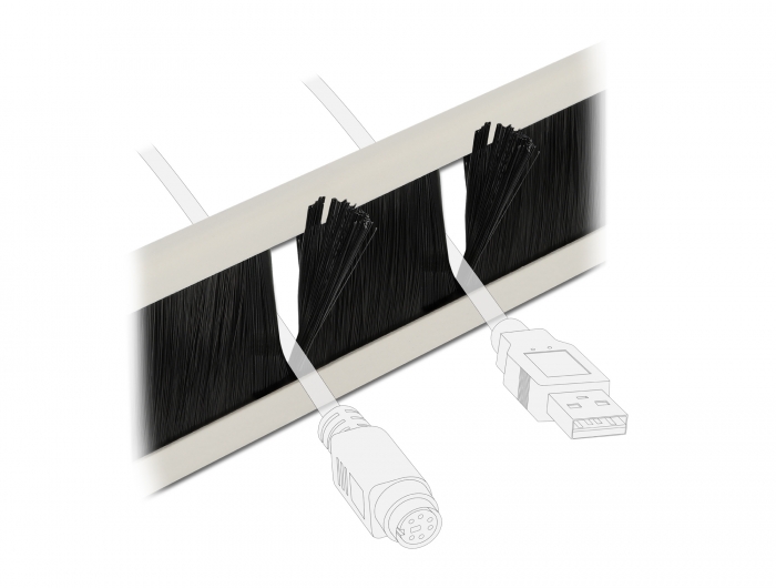 10" Kabelmanagement Bürstenleiste werkzeugfrei 2 HE grau, Delock® [66619]