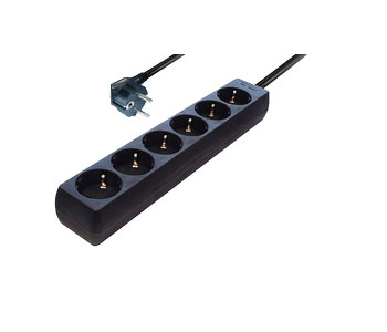 Steckdosenleiste 6-fach, 45 Grad Schutzkontaktdosen, schwarz, 5m