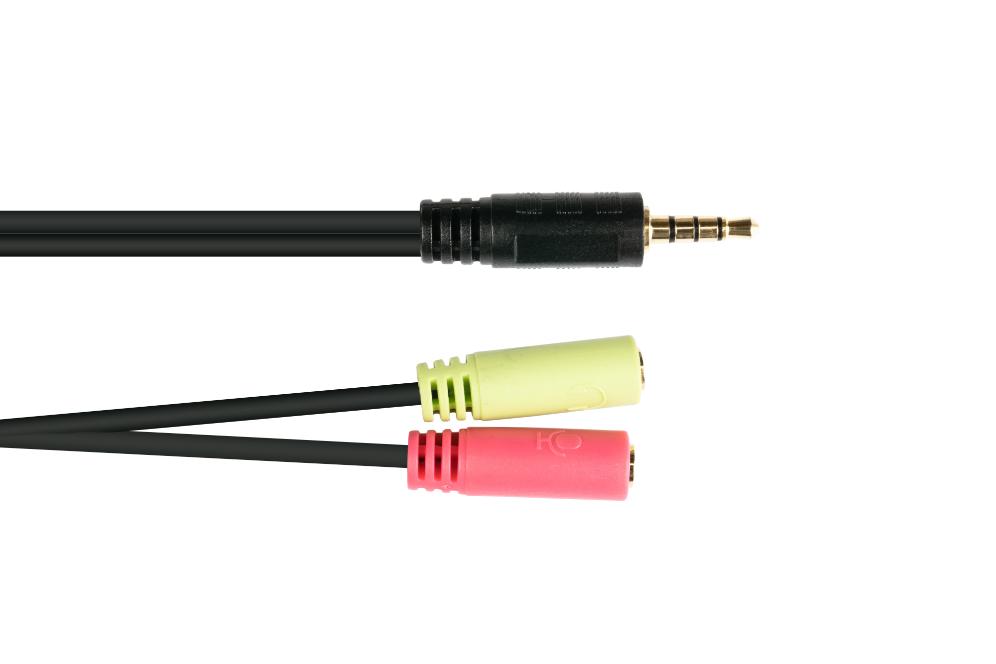 Headsetadapter, 4-poliger 3,5mm Klinkenstecker an 2x 3-polige 3,5mm Klinkenbuchse, OMTP Pin-Belegung, schwarz, 0,2m, Good Connections®