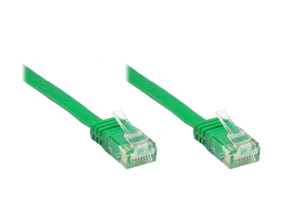 Patchkabel, Cat. 6, U/UTP, FLACHKABEL, grün, 1m, Good Connections®