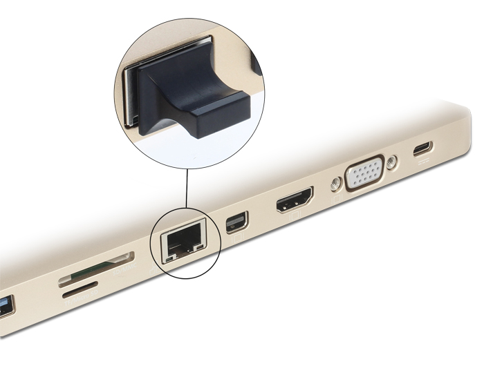 Staubschutz für RJ45 Buchse, mit Griff, 10 Stück, schwarz, Delock® [64020]