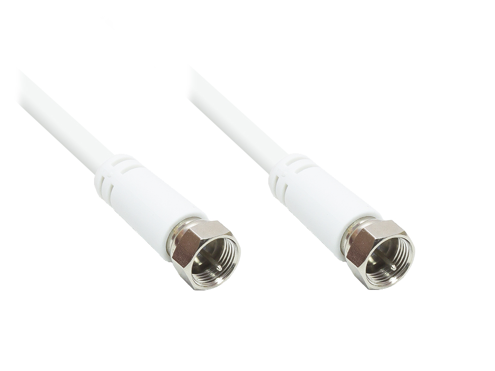 SAT Antennenkabel, F-Stecker beidseitig (vernickelt), 2x geschirmt (70dB / 75 Ohm), CCS, weiß, 5m, Good Connections®
