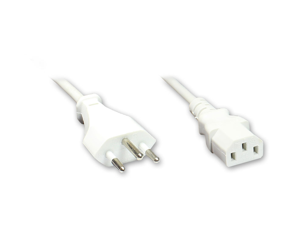 Netzkabel mit Kaltgerätebuchse, Schweiz, weiß, 1,8m, Good Connections®