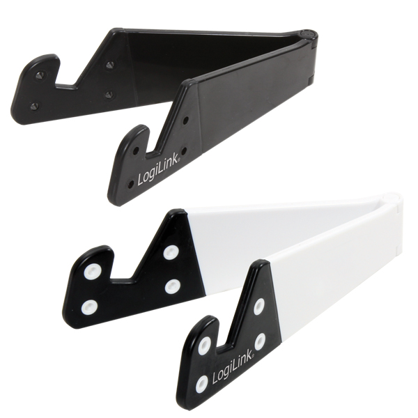 Klappbare Halterung für Smartphone und Tablet, schwarz / weiß, LogiLink®, [AA0039W]