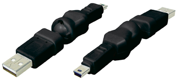 USB Adapter USB A St. auf 5pol. Mini USB Stecker, 360° drehbar, schwarz, Good Connections®