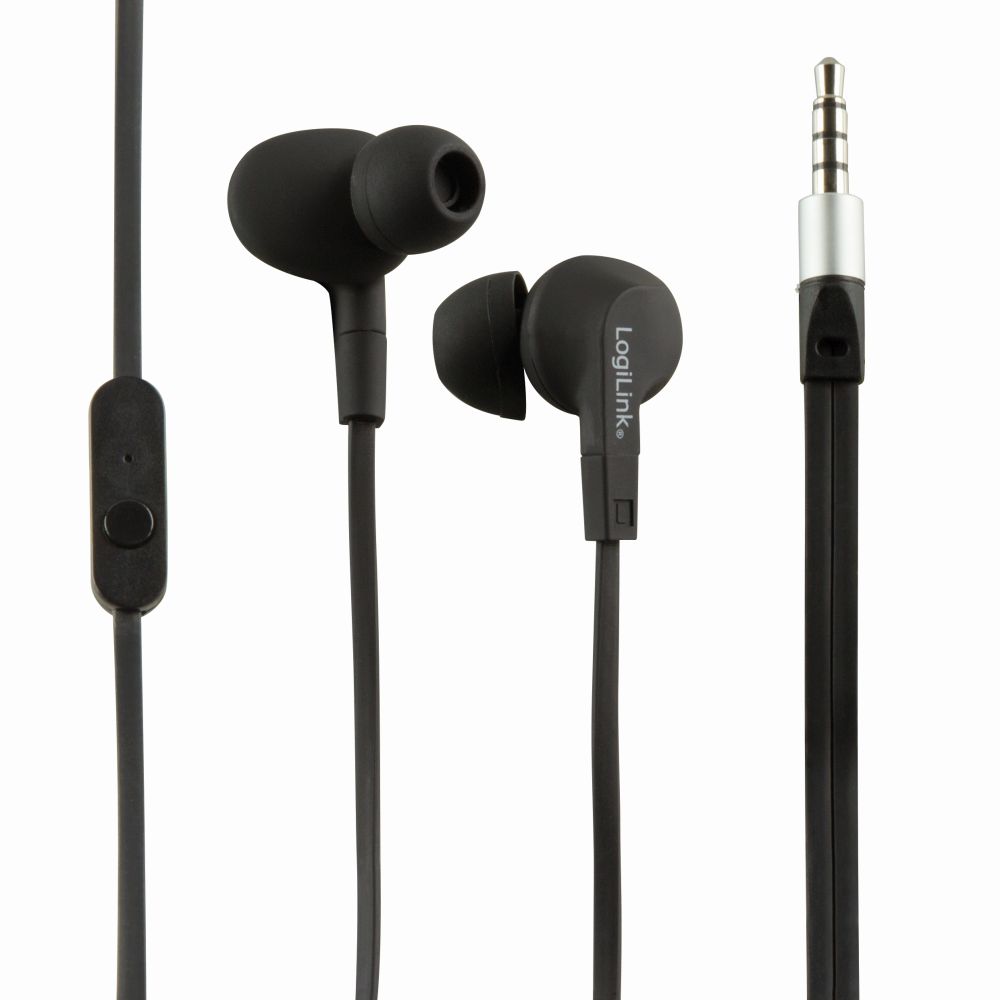 Wassergeschütztes (IPX6) Stereo In-Ear Headset, Schwarz, LogiLink® [HS0042]