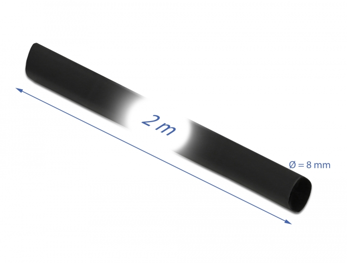 Schrumpfschlauch 2 m x 8 mm Schrumpfungsrate 4:1 schwarz, Delock® [20666]