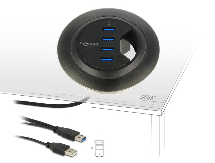 Tisch-Hub 4 Port USB 3.0, Delock® [62868]