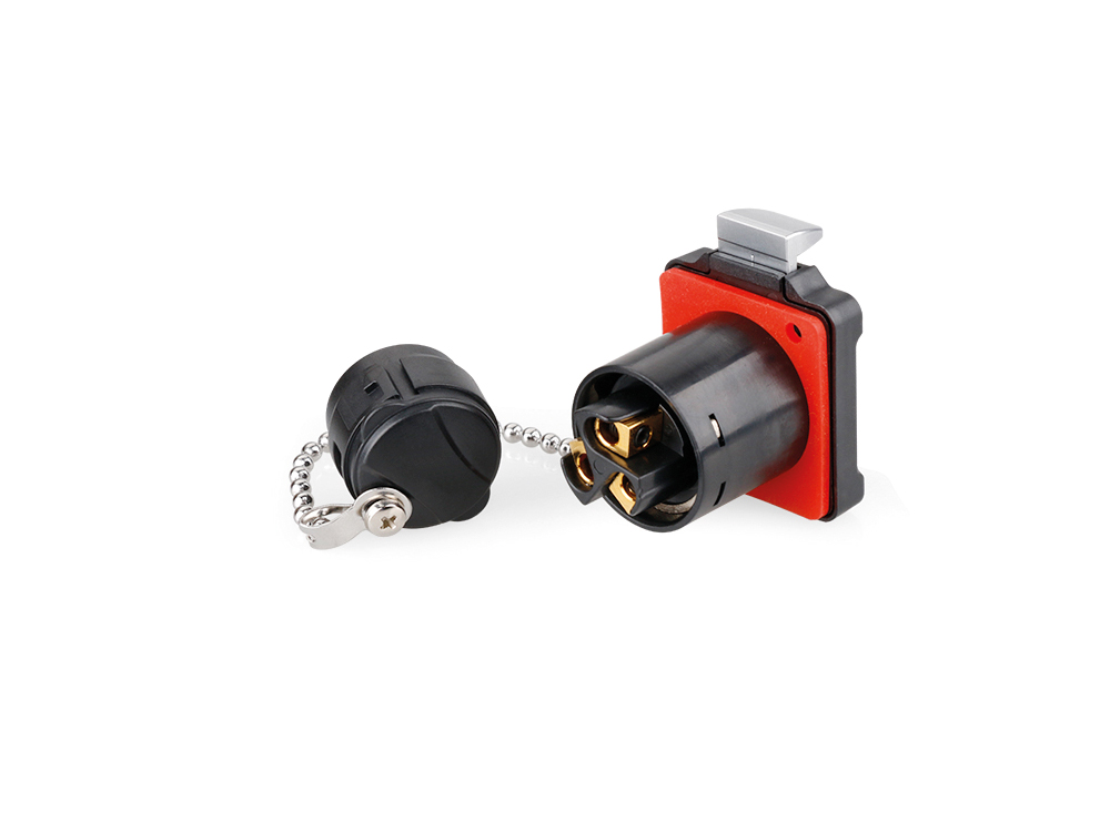 Industrie-Steckverbinder S2 - Power (3-Pin) Durchführungskupplung mit Arretierung und Flansch, Schraubanschluss, M24, IP67, Good Connections®