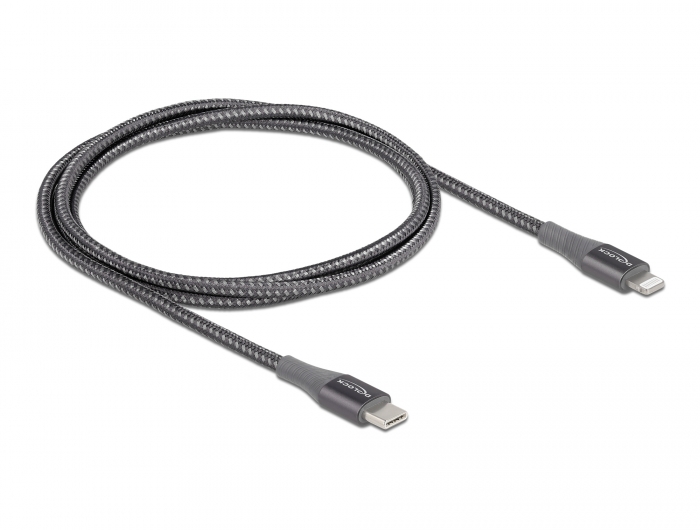 Daten- und Ladekabel USB Type-C™ zu Lightning™ für iPhone™, iPad™ und iPod™ grau 1 m MFi, Delock® [86631]