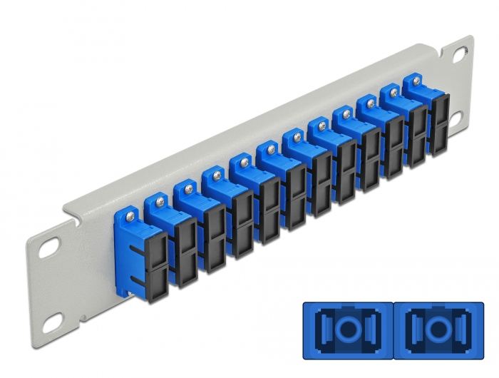 10" LWL Patchpanel 12 Port SC Duplex blau 1 HE grau, Delock® [66791]