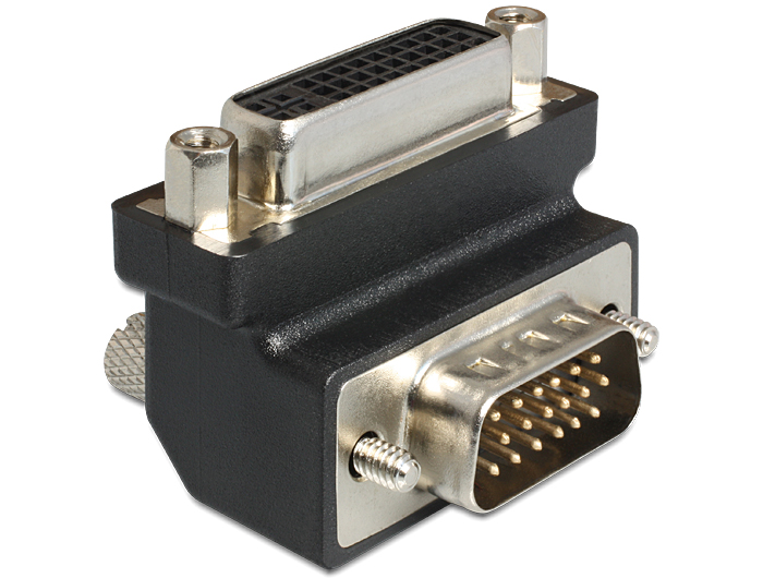 Adapter, DVI, 24+5 Pin Buchse zu VGA 15 Pin, Stecker 90° gewinkelt,  Delock® [65425]