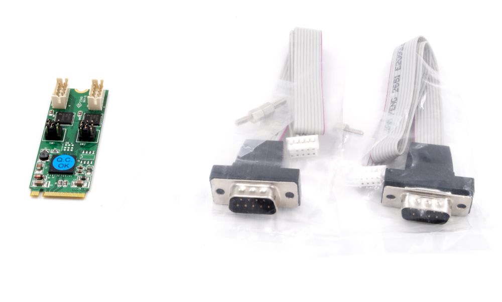 2S Seriell RS-232/422/485 zu M.2 NFGG Karte mit 2x 9 Slot Kabel, Exsys® [EX-48220]