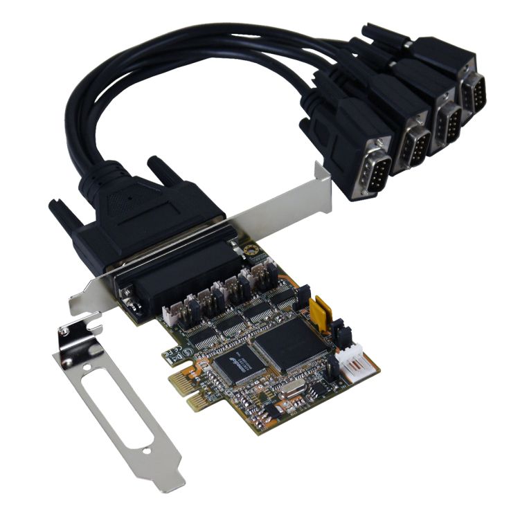 4S PCI-Express Serielle RS-232 Karte, SystemBase Chip Set, inklusive Low Profile Bügel, Exsys® [EX-44384]