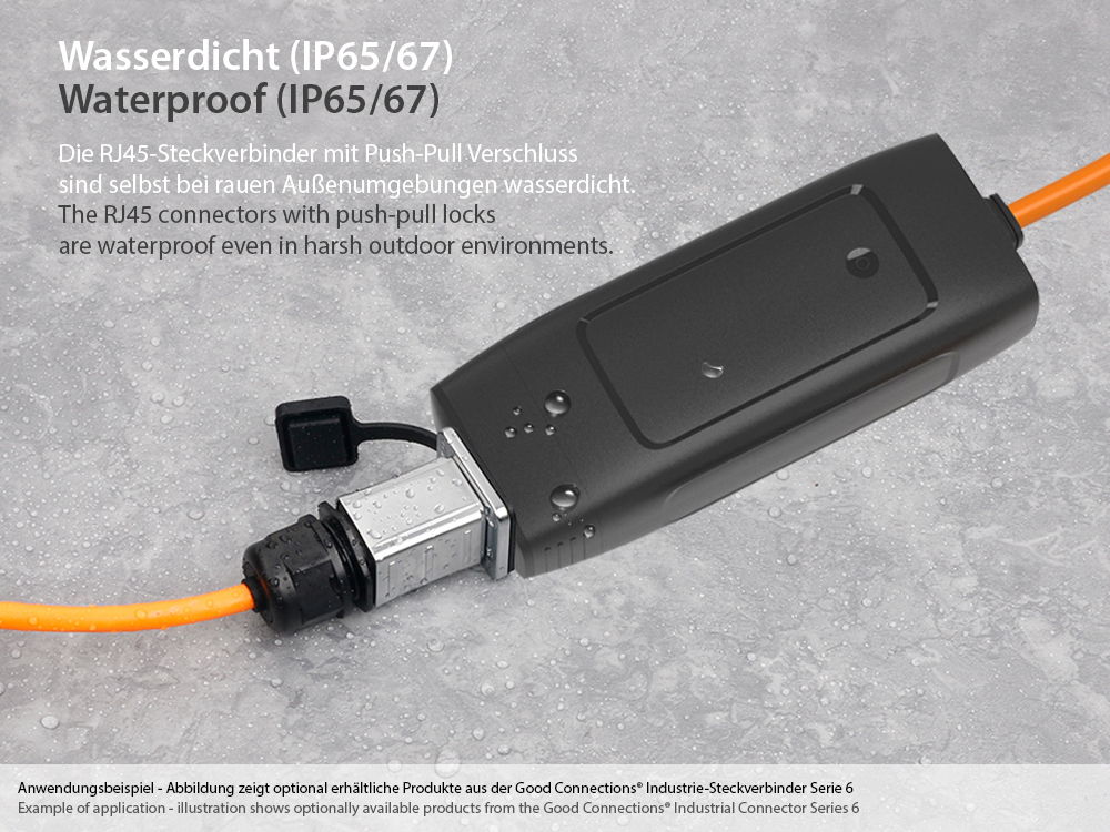 Industrie-Steckverbinder S6 - RJ45 Durchführungskupplung mit PCB-Platine / Leiterplatte, RJ45 Buchse beidseitig, Metall, Good Connections®