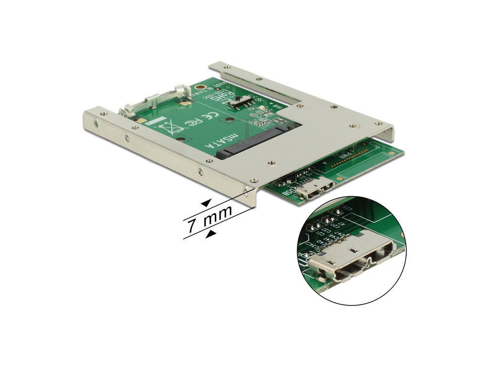 Konverter USB 3.0 an mSATA mit 2.5" Rahmen (7 mm), Delock® [62468]
