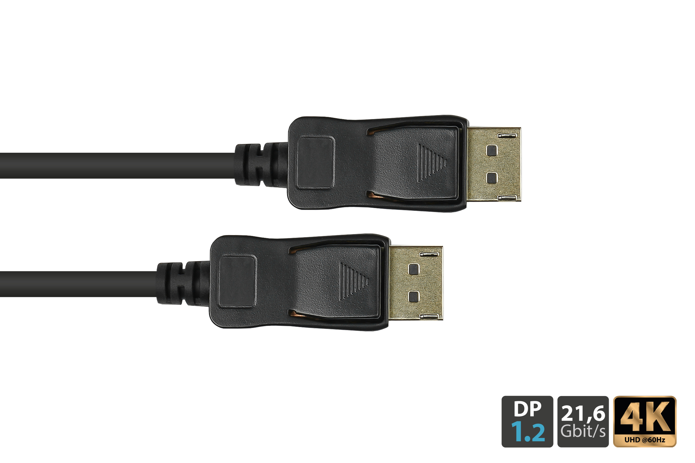 AKTIVES Anschlusskabel DisplayPort 1.2, 4K / UHD @60Hz, vergoldete Kontakte, OFC, schwarz, 15m, Good Connections®