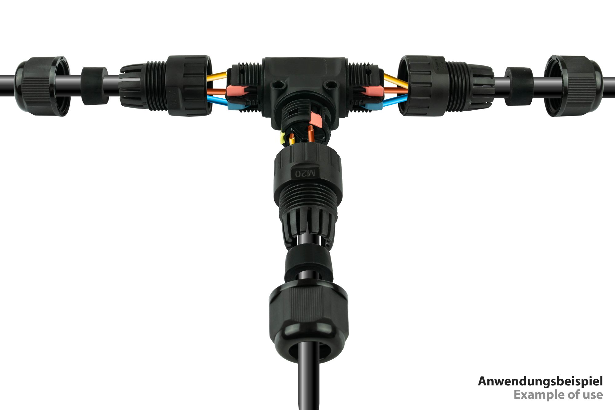 kabelmeister® Werkzeugloser IP68 T-Kabelverbinder / T-Adapter, 3-polig