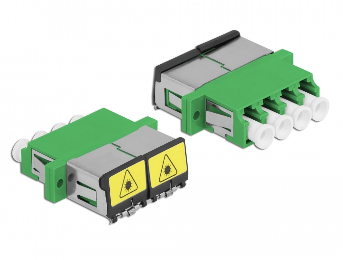LWL Kupplung mit Laserschutzklappe LC Quad Buchse zu LC Quad Buchse Singlemode grün, Delock® [86902]