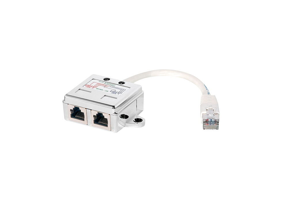 T-Adapter RJ45 Stecker an 2 x RJ45 Buchse 2 x 10/100BaseT, geschirmt, LogiLink® [NP0044]