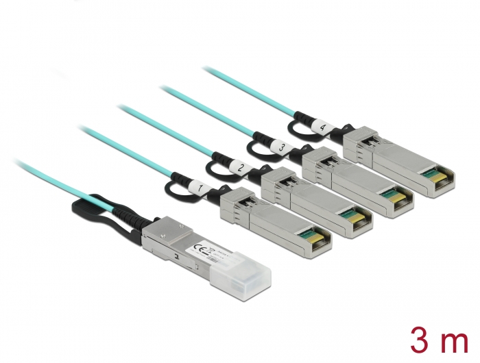 Aktives Optisches Kabel QSFP+ zu 4 x SFP+ 3 m, Delock® [84058]