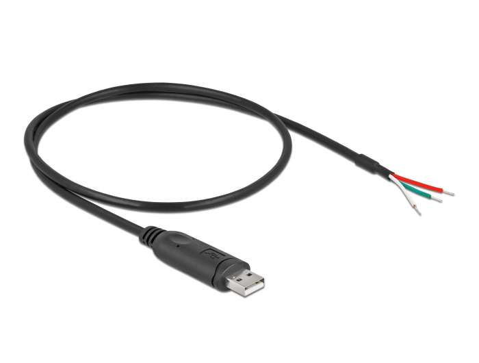 Adapterkabel USB 2.0 Typ-A zu seriell RS-232 mit 3 offenen Kabelenden 0,5 m, Delock® [63497]