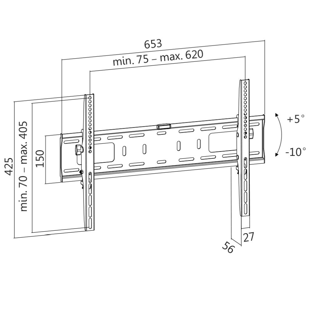 TV-Wandhalterung, 37"-70", neigbar -10°/+5°, max. 50 kg Belastung, LogiLink® [BP0018]
